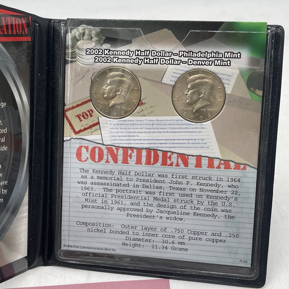 First Commemorative Mint 2002 Kennedy Half Dollars Philadelphia and Denver Mints